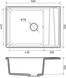 Мойка кухонная GranFest LEVEL LV-660L топаз